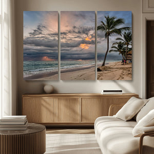 Tropical Storm Wall Art Canvas Print – Framed Moody Beach