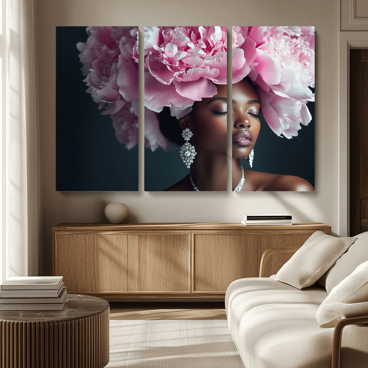 Black Beauty Petal Crown Wall Art Canvas Print – Floral