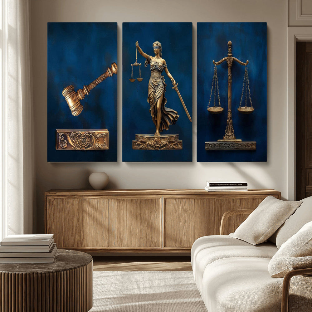 Lady Justice Wall Art Canvas Print – Elegant Gold Legal