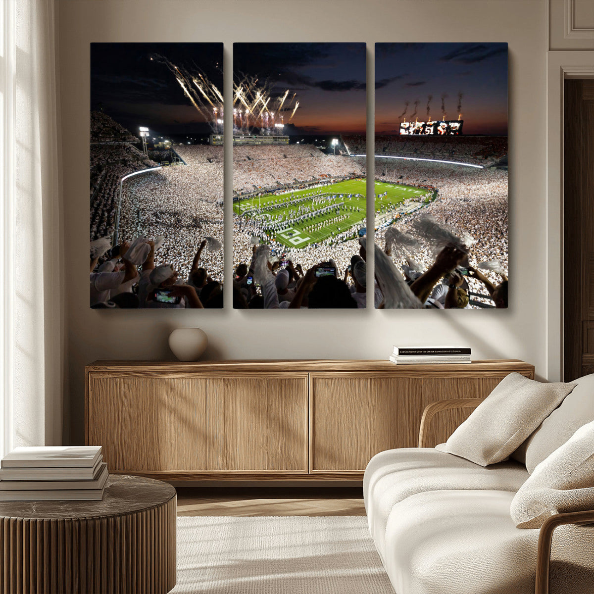 Penn State Stadium Wall Art – White Out Football Game Canvas