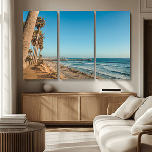 Scenic Beach Wall Art Canvas Print – Tall Palm Trees, Sandy