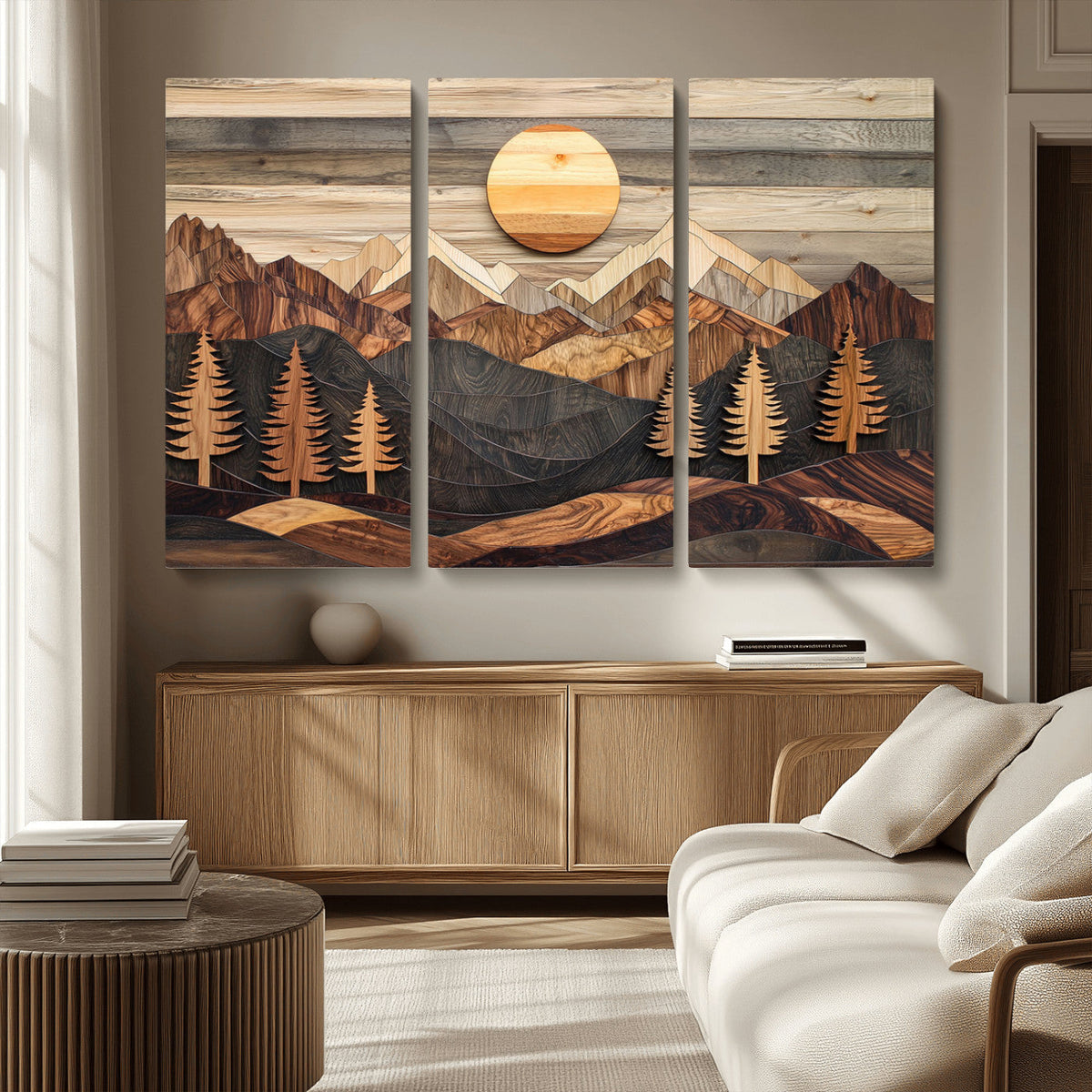 Wood Mountain Wall Art Canvas Print – Layered Forest and