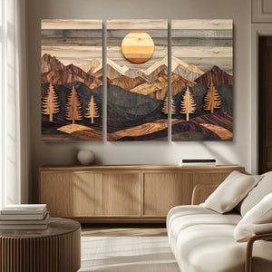 Wood Mountain Wall Art Canvas Print – Layered Forest and