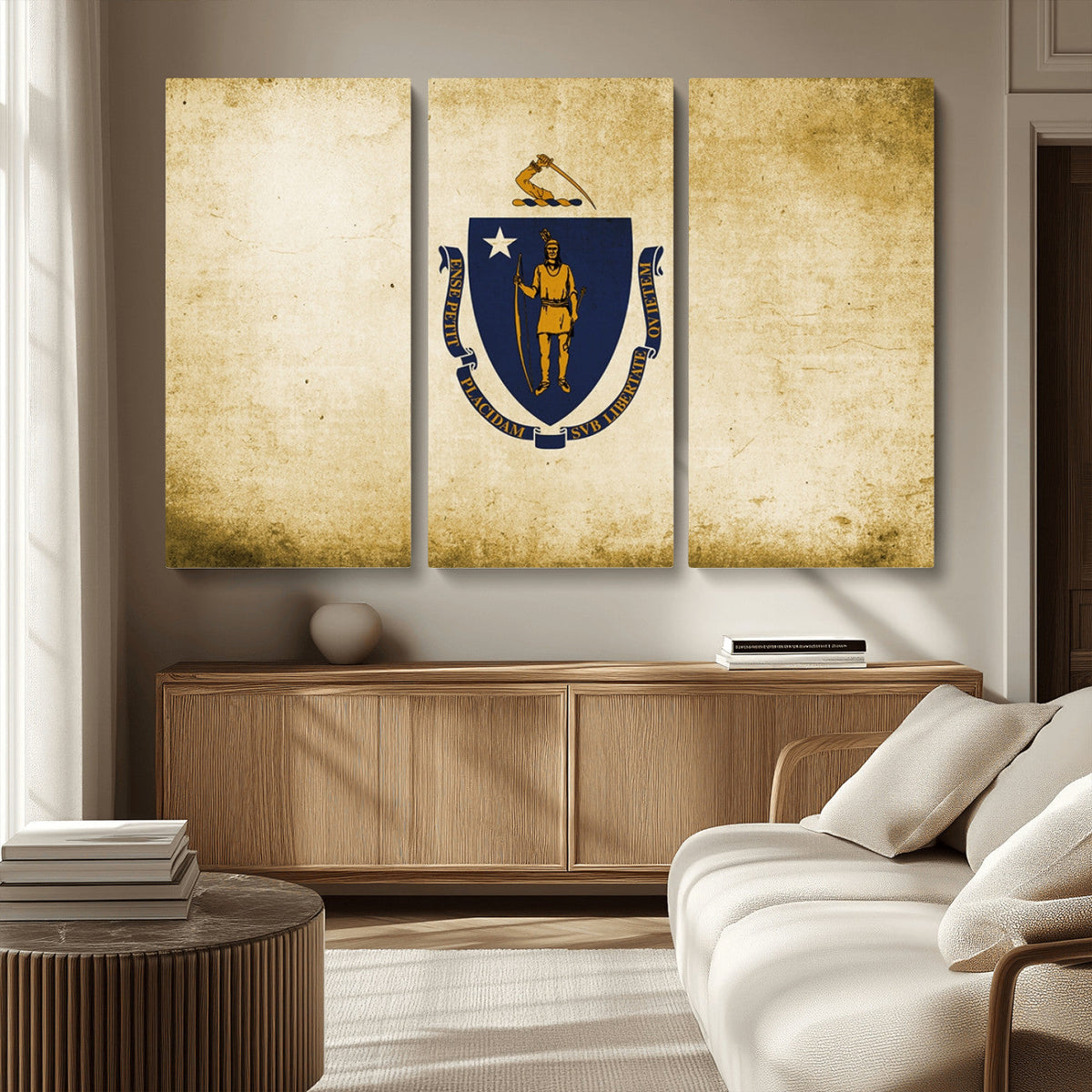 Massachusetts Flag Wall Art Canvas Print