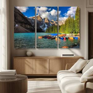 Moraine Lake 3-Panel Wall Art, Majestic Mountain and Lake