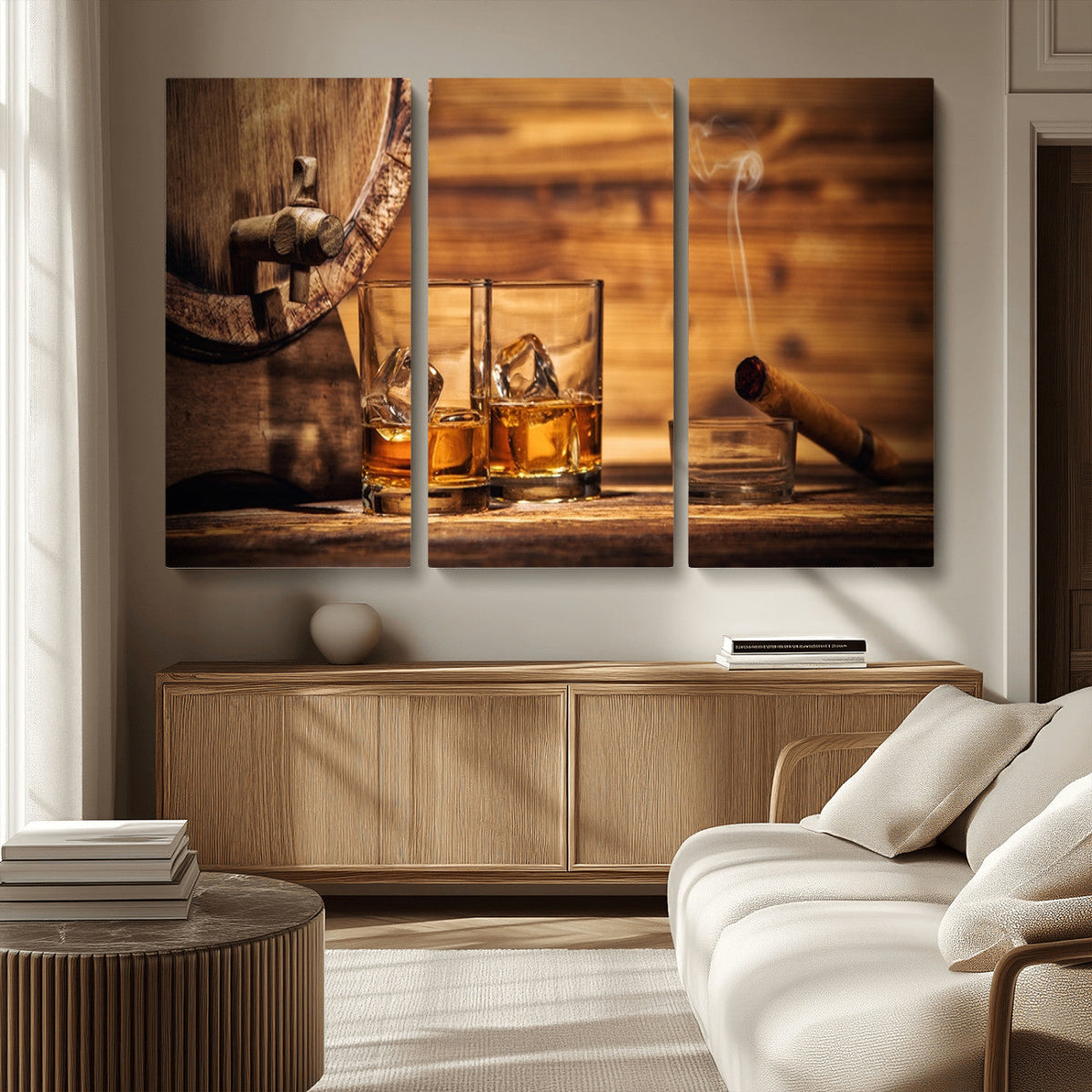 Rustic Whiskey and Barrel Canvas Print