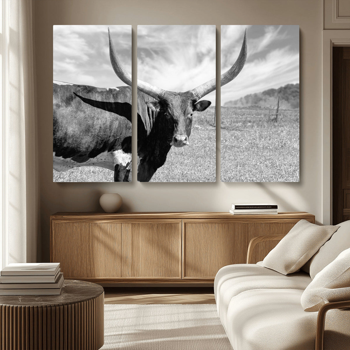 Cattle Wall Art Longhorn Cow Canvas Print
