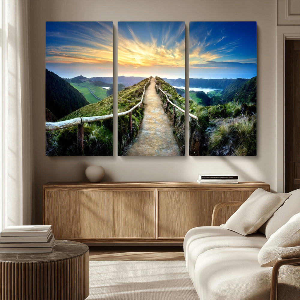Mountain and Sunset Wall Art Canvas Print