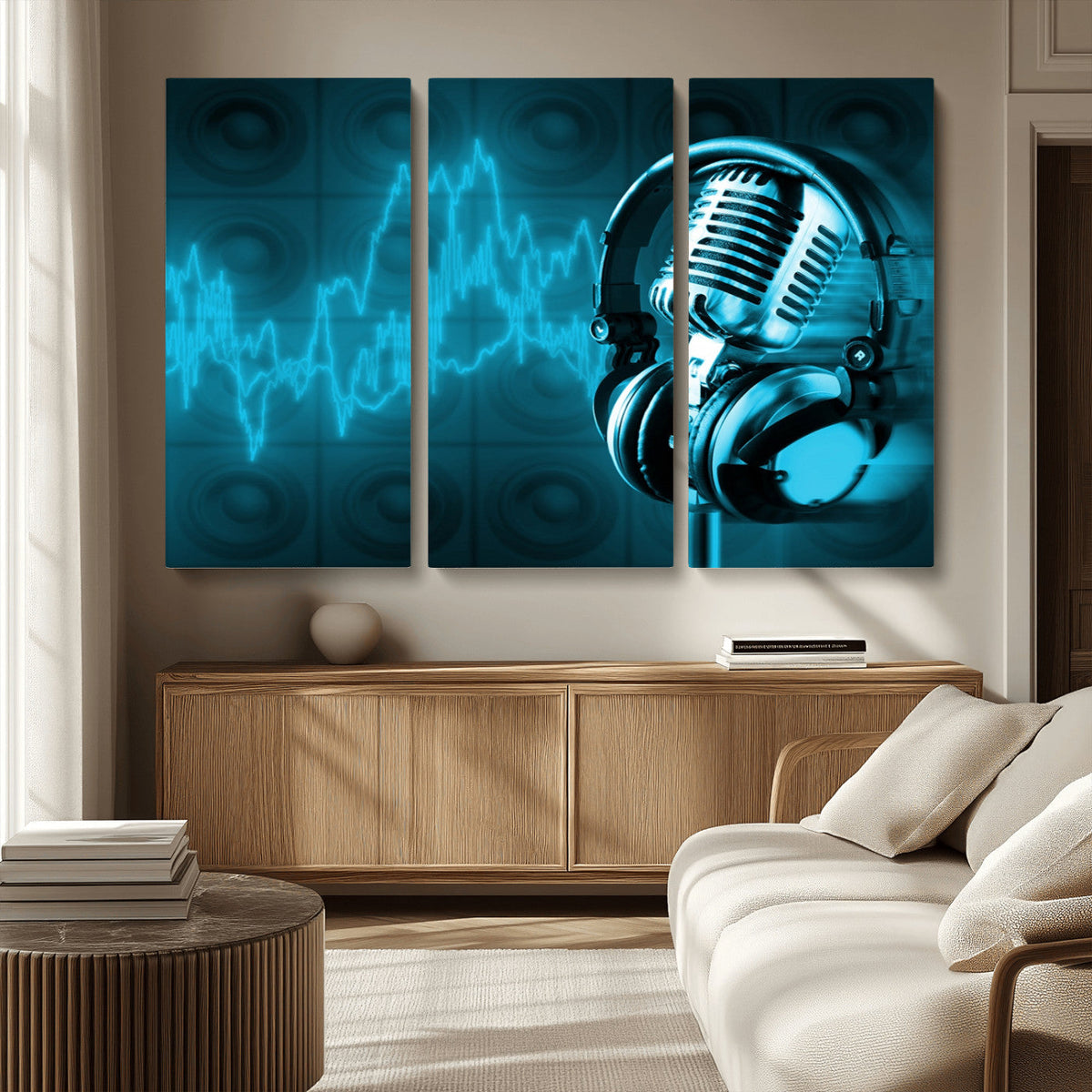 Music and Microphone Wall Art Canvas Print