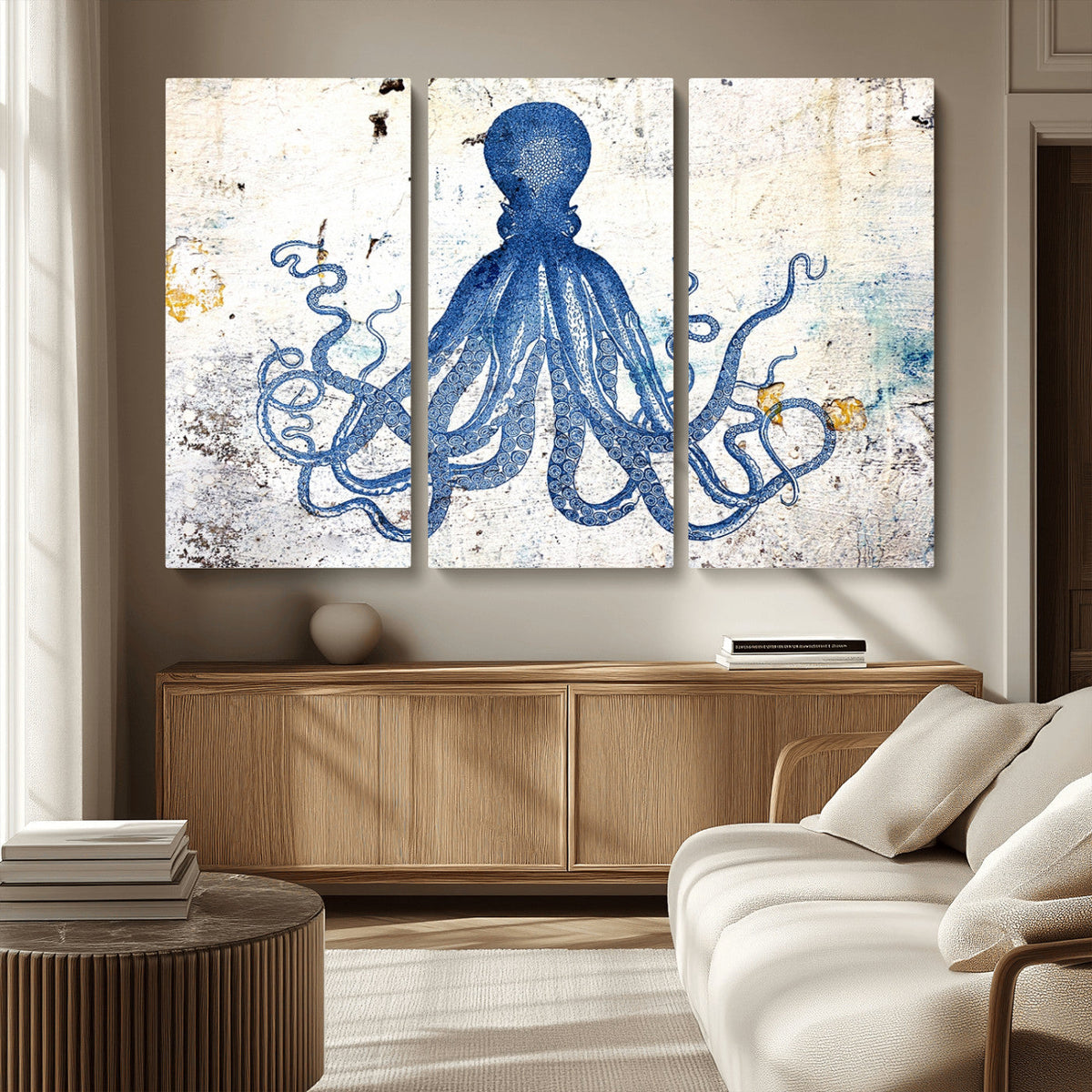 Octopus Canvas Wall Art | Coastal Marine Life Artwork for