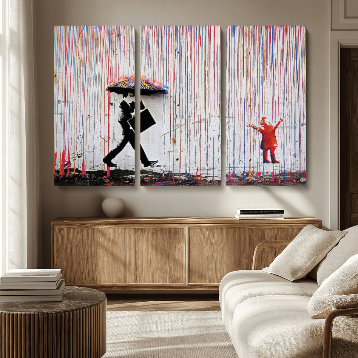 Banksy Wall Art Canvas Print, Framed Graffiti Art Picture