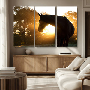 Horse at Sunset Wall Art Animal Canvas Print