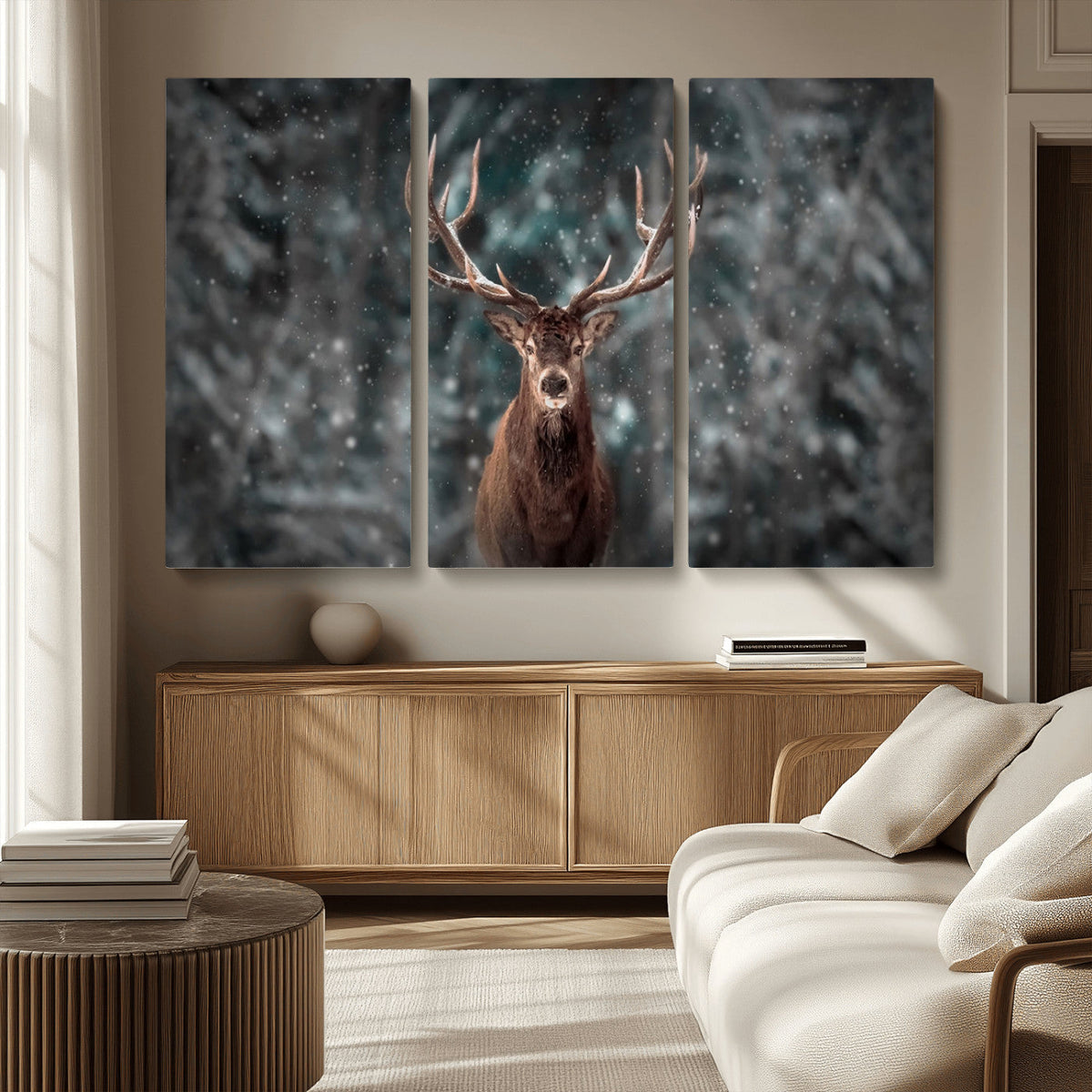 Wall Art Deer Art Animal Canvas, Framed Wall Art Deer Canvas