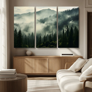 Captivating Misty Forest Wall Art Premium Canvas Print a