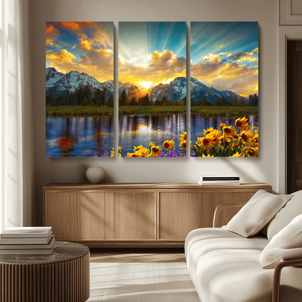Grand Teton Park Sunrise Wall Art – Vibrant Landscape Canvas