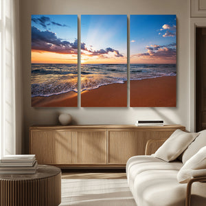 Golden Hour Beach Sunset Wall Art | Canvas Print | Ready to