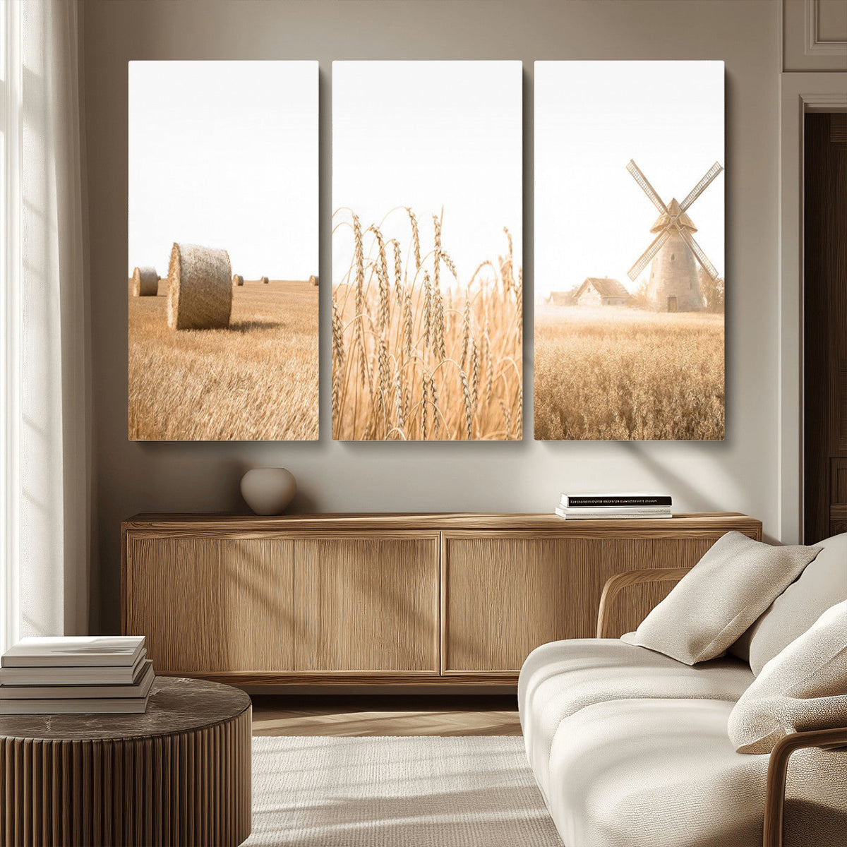 Vintage Farmhouse Triptych Wall Art – Giclée Canvas
