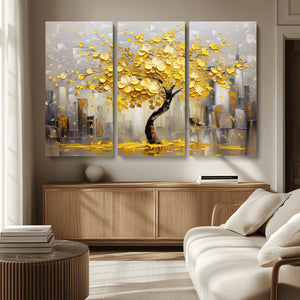 Golden Tree Canvas Print | Abstract Wall Art for Modern
