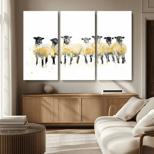 Farmhouse Wall Art Sheep Print | Ready to Hang Framed Canvas