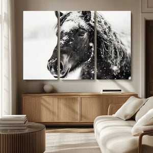 Framed Black and White Horse Wall Art | Ready to Hang and