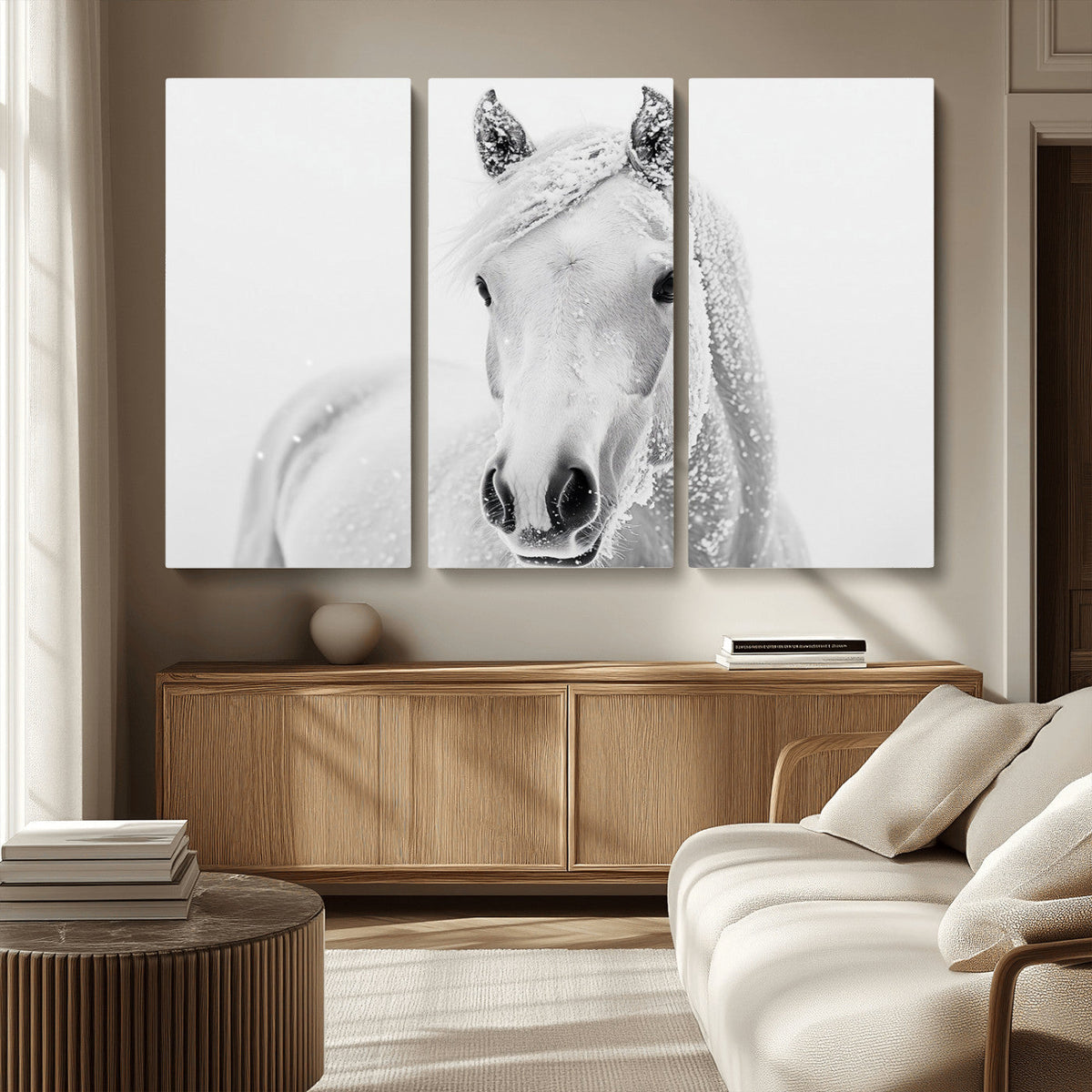 Majestic White Horse Wall Art | Ready to Hang and Framed |