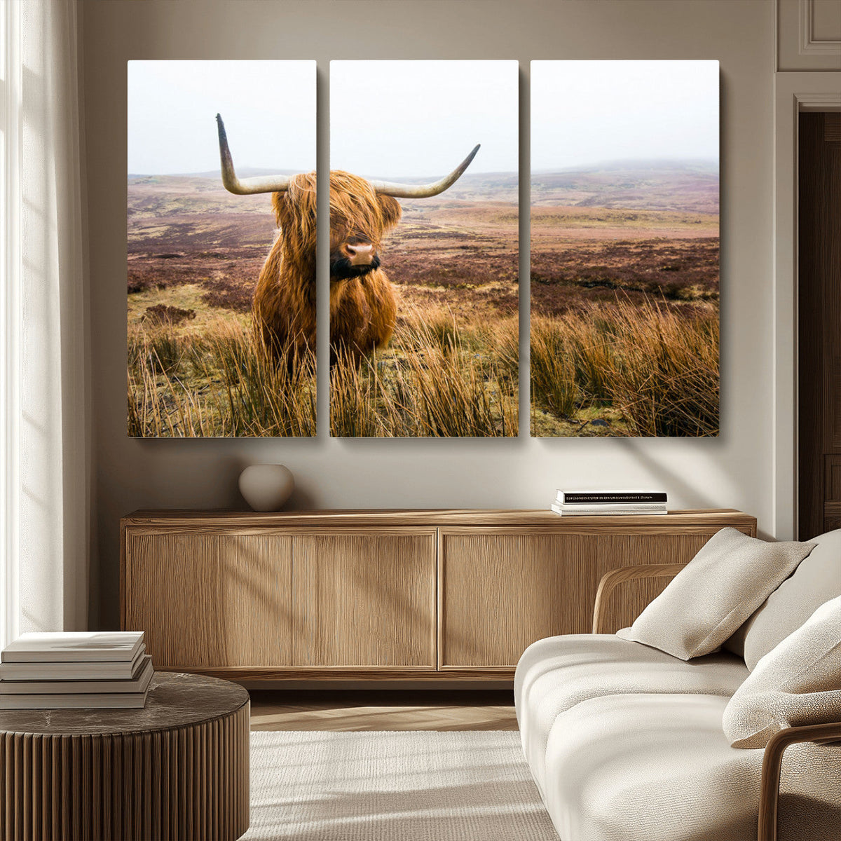 Scottish Highland Cow Canvas Wall Art – Rustic Farmhouse