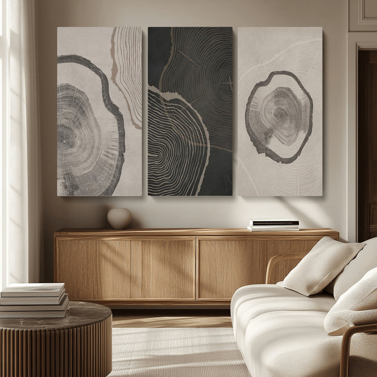 Minimalist Tree Rings Wall Art | Modern Abstract Canvas