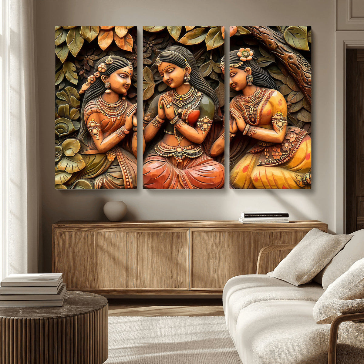 Indian Woman Statue Wall Art Canvas Print