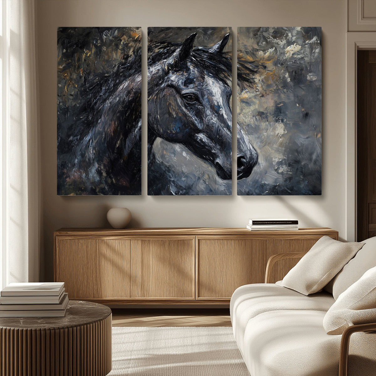 Large Abstract Horse Wall Art Canvas Print | Farmhouse Wall