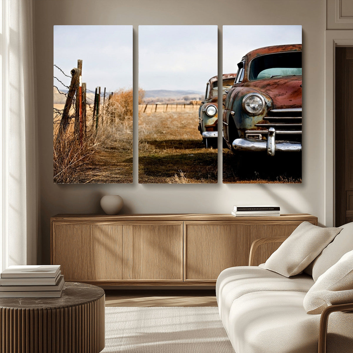 Old Rustic Classic Car Wall Art Canvas Print