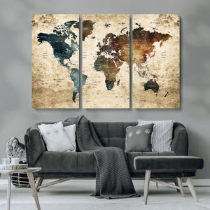 World Map Canvas Print – Detailed Map of the World Wall Art