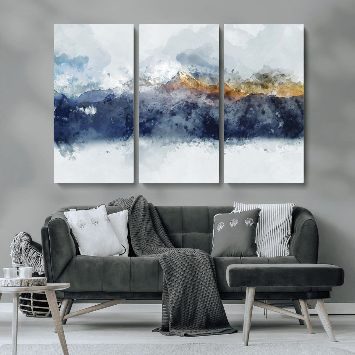 Abstract Mountain Range Art Canvas Print | 3 Panel
