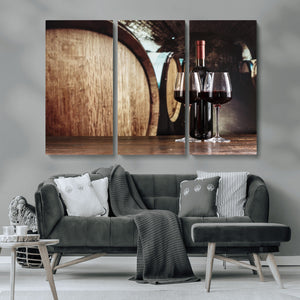 Wine and Barrel Wall Art Canvas Print