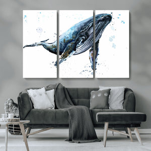 Watercolor Whale Wall Art Canvas Print