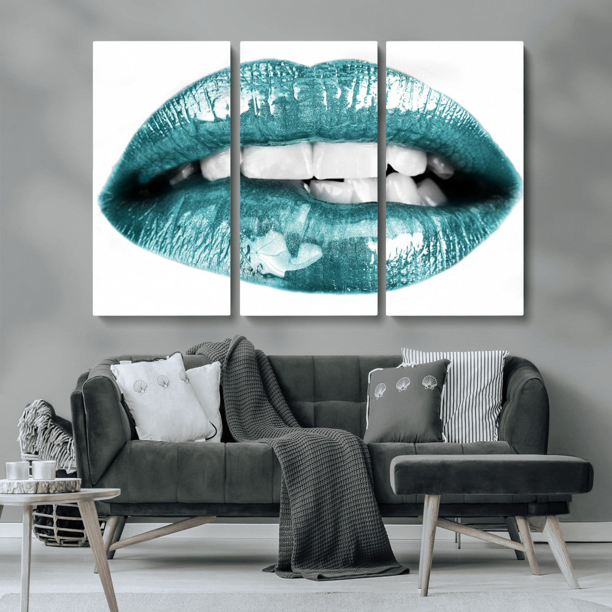 Blue Lips Wall Art Canvas Print