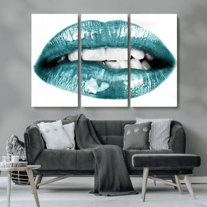 Blue Lips Wall Art Canvas Print