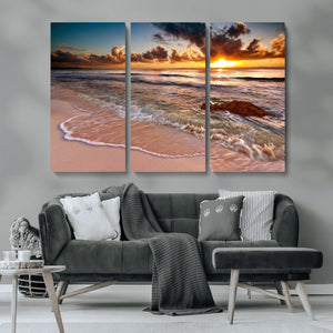 Sunset on Ocean Wall Art Canvas Print