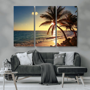 Sunset Palm Trees Wall Art Canvas Print