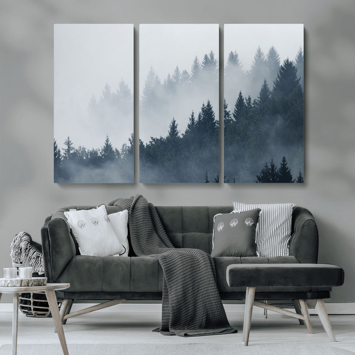Foggy Pine Forest Wall Art Canvas Print