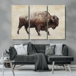 Buffalo Wall Art, Western Bison Canvas Print, Rustic Buffalo
