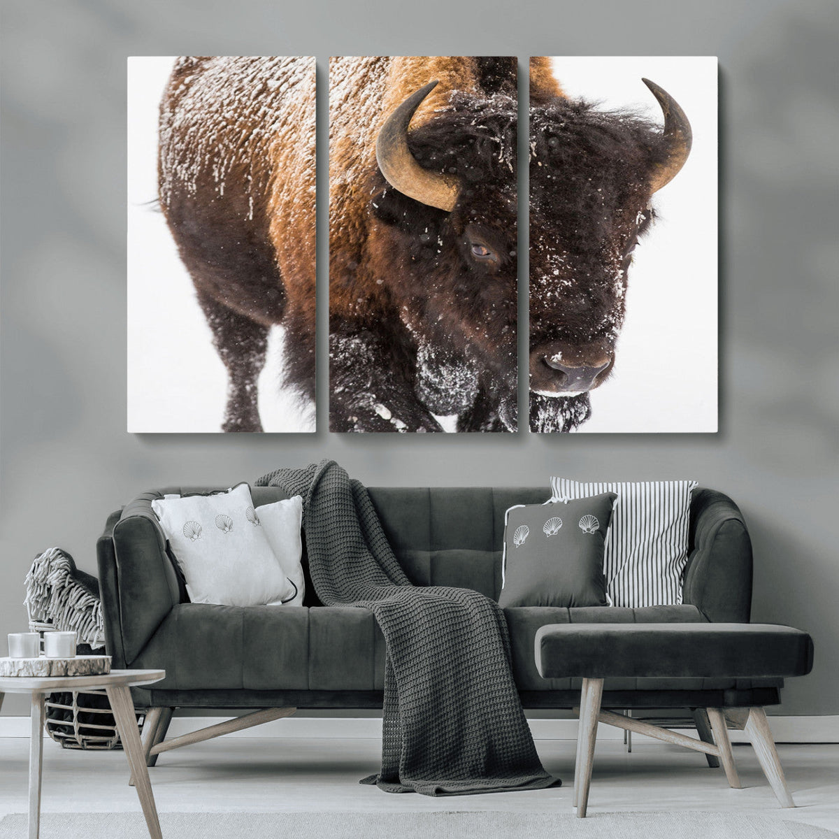 Bison Wall Art Canvas Print For Farmhouse, Wild Animal Wall