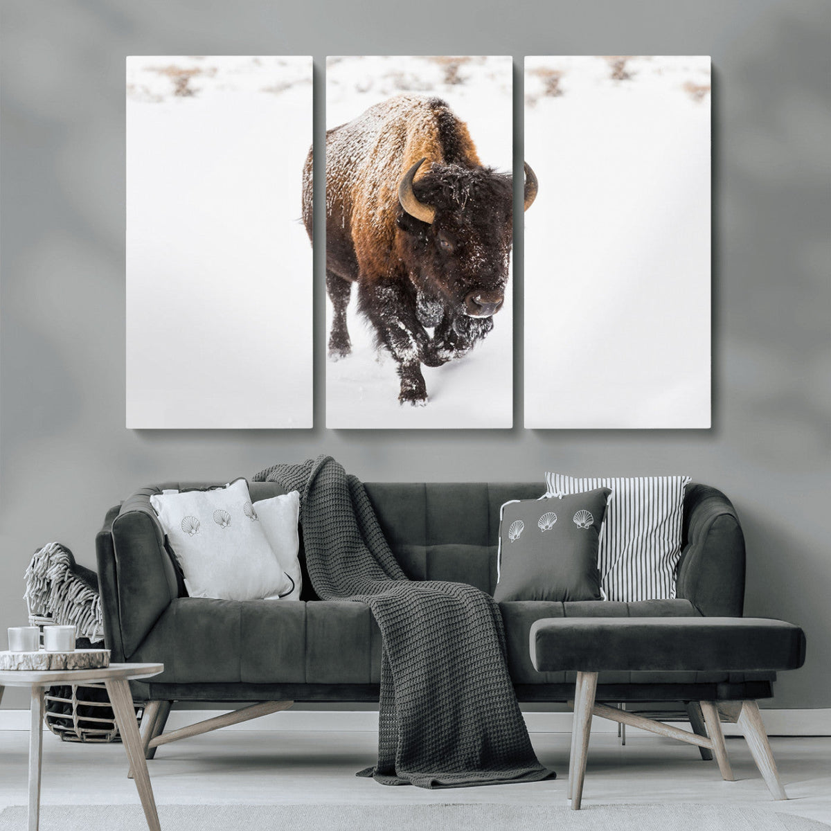 Bison Winter Wall Art Canvas Print For Farmhouse Decor