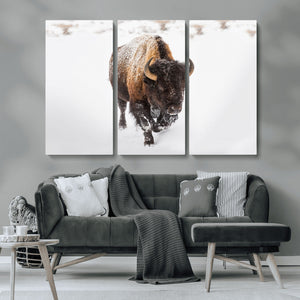 Bison Winter Wall Art Canvas Print For Farmhouse Decor