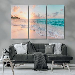 Beach Sunrise Wall Art, Coastal Seascape Canvas Print, Ocean