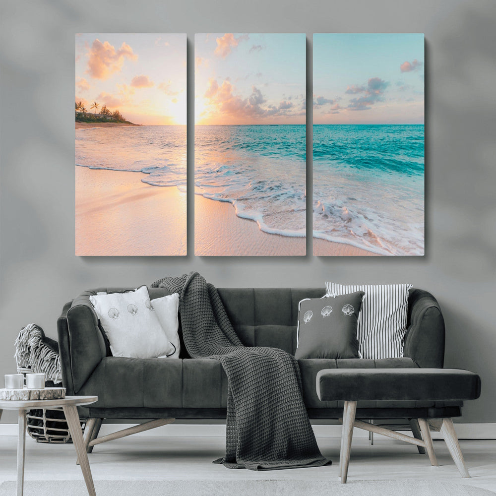 Beach Wall Art - Stunning Ocean Sunset Canvas Print with