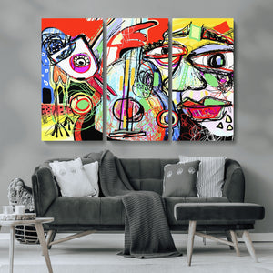 Picasso Style Art Abstract Canvas Wall Art Print , Colorful