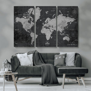 World Map Canvas Print – Detailed Map of the World Wall Art