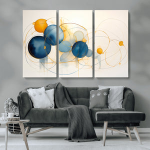 Geometric Blue Orange Abstract Wall Art Canvas, Geometric