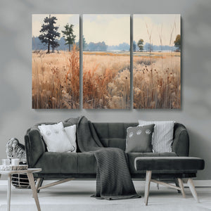 Golden Fields Canvas Wall Art Print – Serene Landscape of