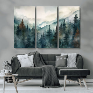 Serenity Forest Wall Art Canvas | Foggy Mountain Landscape